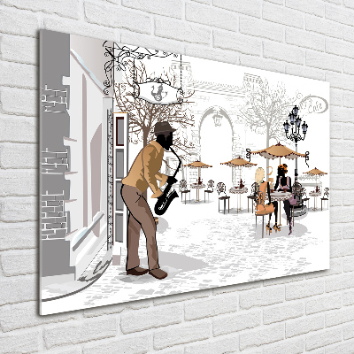 Quadro vetro acrilico Musicista di strada