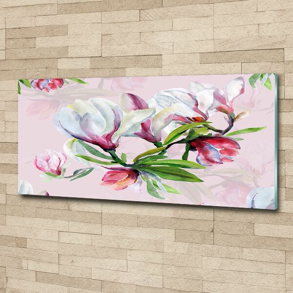 Quadro su vetro acrilico Fiori di magnolia