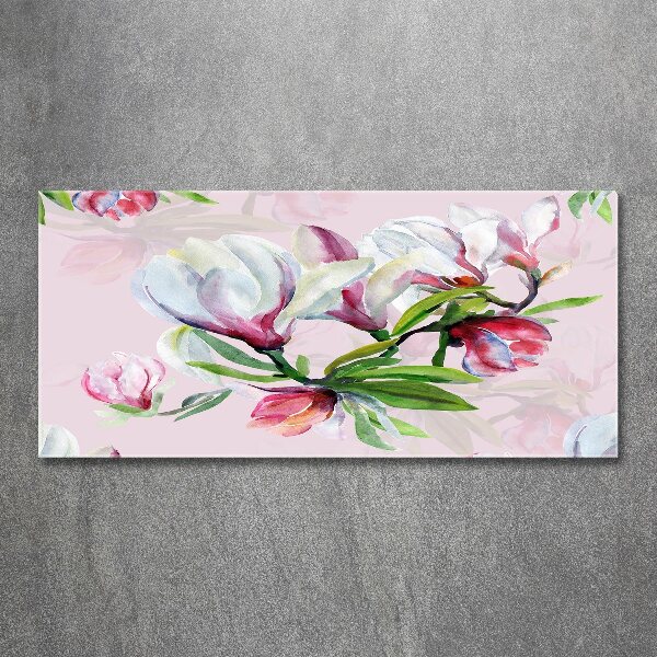 Quadro su vetro acrilico Fiori di magnolia