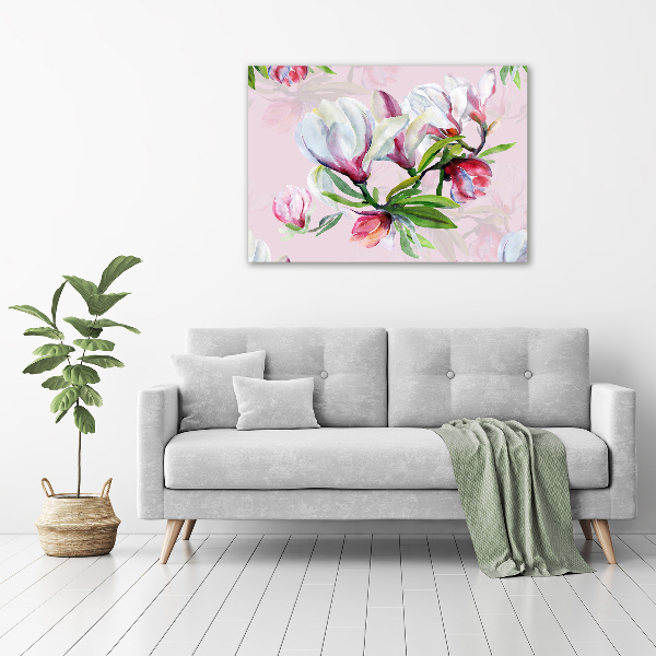 Quadro su vetro acrilico Fiori di magnolia