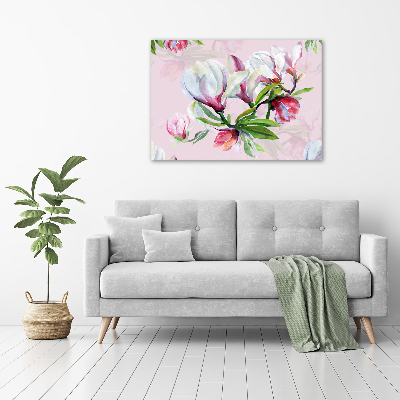Quadro su vetro acrilico Fiori di magnolia