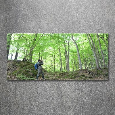 Quadro in vetro acrilico Ornitologo nella foresta