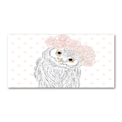 Quadro su vetro acrilico Gufo in una ghirlanda