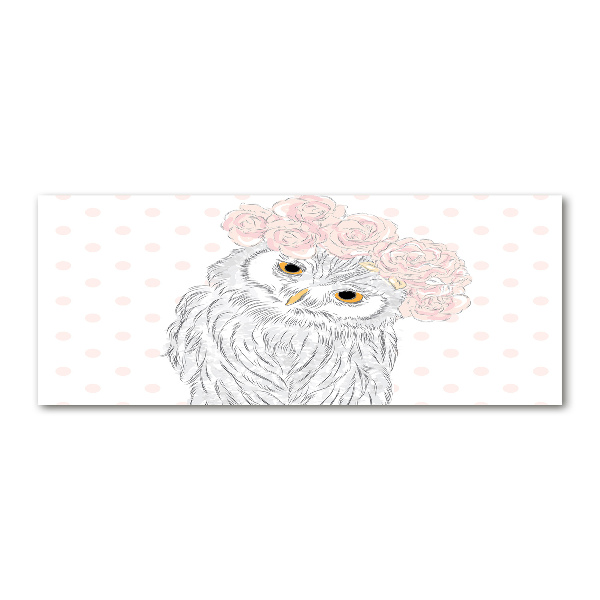 Quadro su vetro acrilico Gufo in una ghirlanda