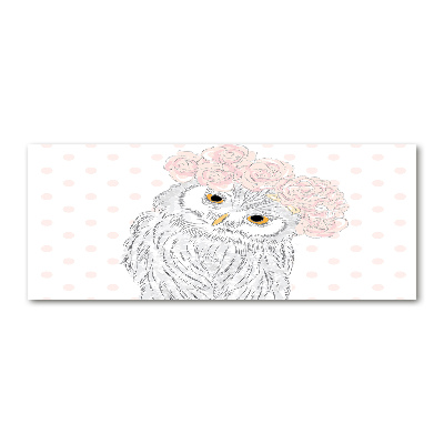 Quadro su vetro acrilico Gufo in una ghirlanda