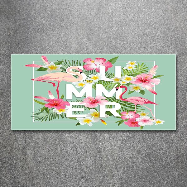 Quadro vetro acrilico Vacanze e fenicotteri