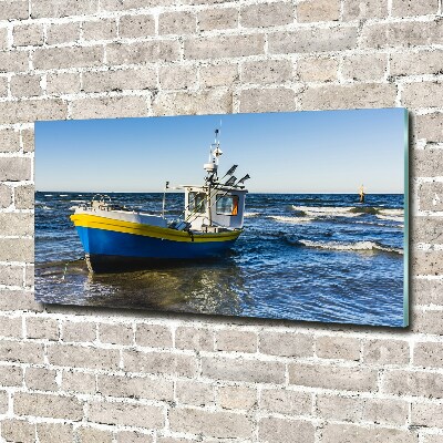 Quadro su vetro acrilico Un cutter in mare