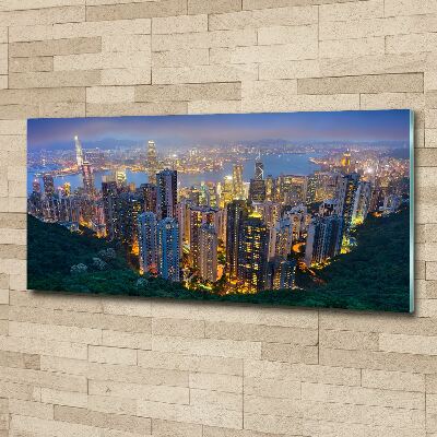 Quadro su vetro acrilico Hong Kong di notte