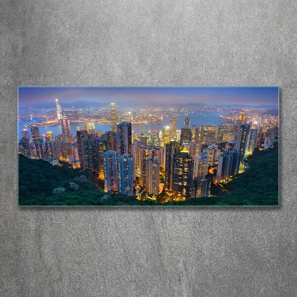 Quadro su vetro acrilico Hong Kong di notte