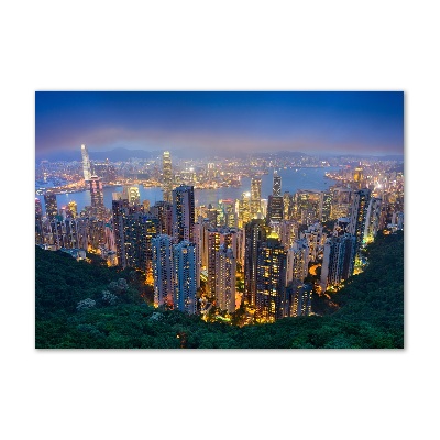 Quadro su vetro acrilico Hong Kong di notte