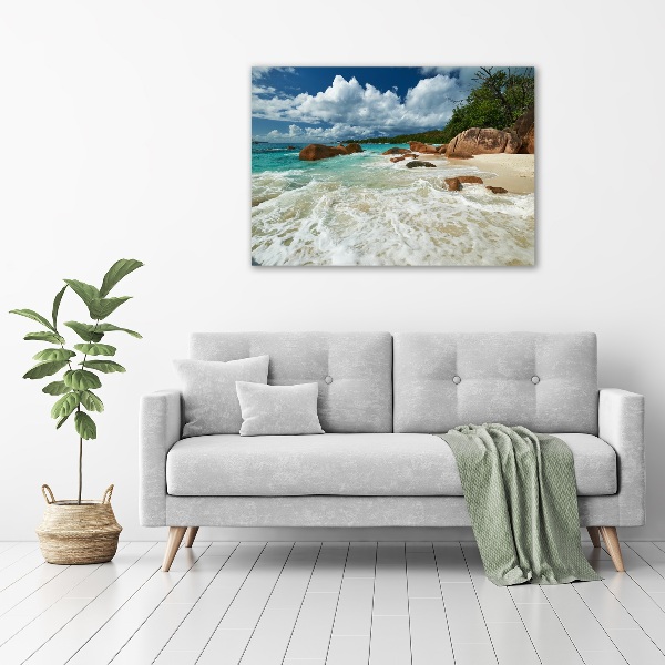 Quadro vetro acrilico Spiaggia delle Seychelles