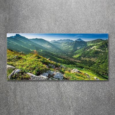 Quadro in vetro acrilico L'alba sui monti Tatra