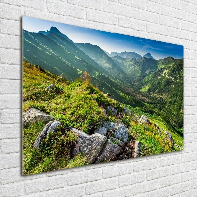Quadro in vetro acrilico L'alba sui monti Tatra
