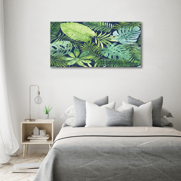 Quadro su vetro acrilico Foglie tropicali