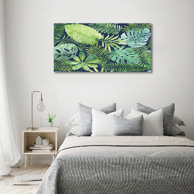 Quadro su vetro acrilico Foglie tropicali