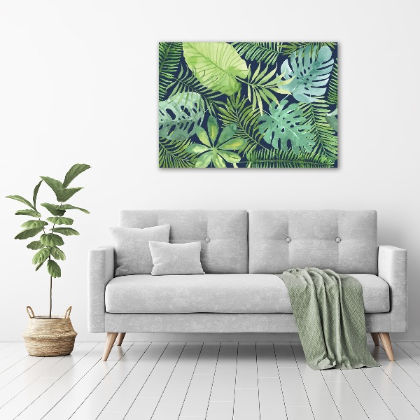 Quadro su vetro acrilico Foglie tropicali