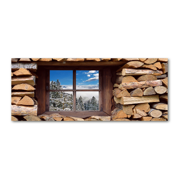 Quadro su vetro acrilico L'inverno fuori dalla finestra