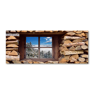 Quadro su vetro acrilico L'inverno fuori dalla finestra