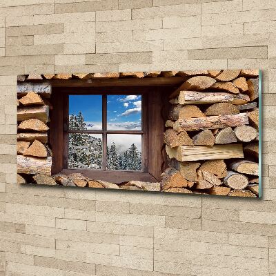 Quadro su vetro acrilico L'inverno fuori dalla finestra