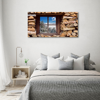 Quadro su vetro acrilico L'inverno fuori dalla finestra