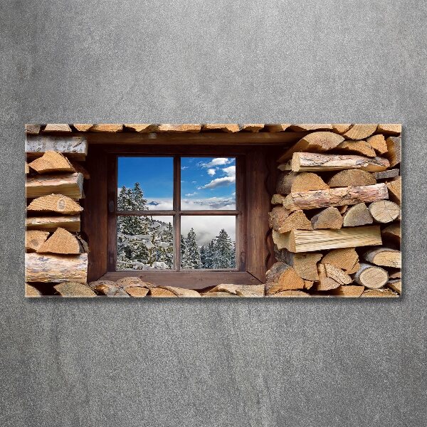 Quadro su vetro acrilico L'inverno fuori dalla finestra