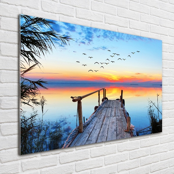 Quadro vetro acrilico Molo sul lago