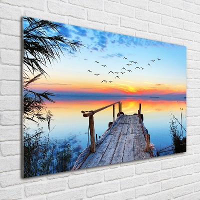 Quadro vetro acrilico Molo sul lago