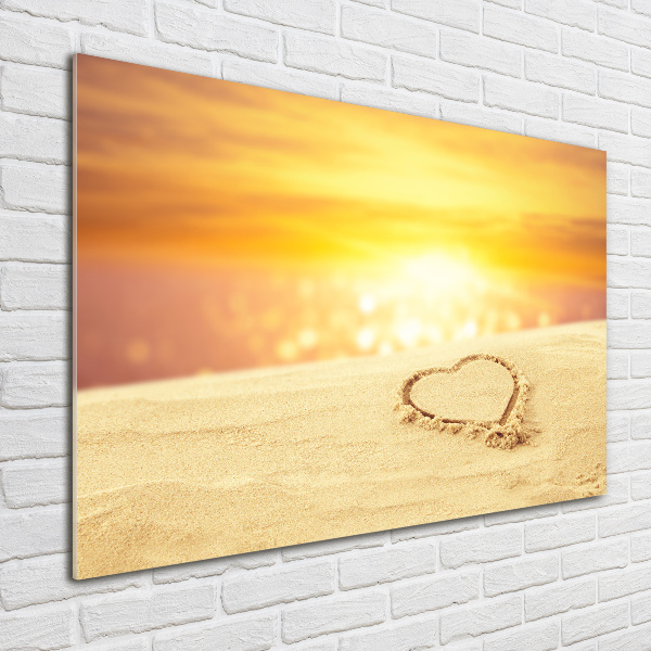 Quadro in vetro acrilico Cuore nella sabbia