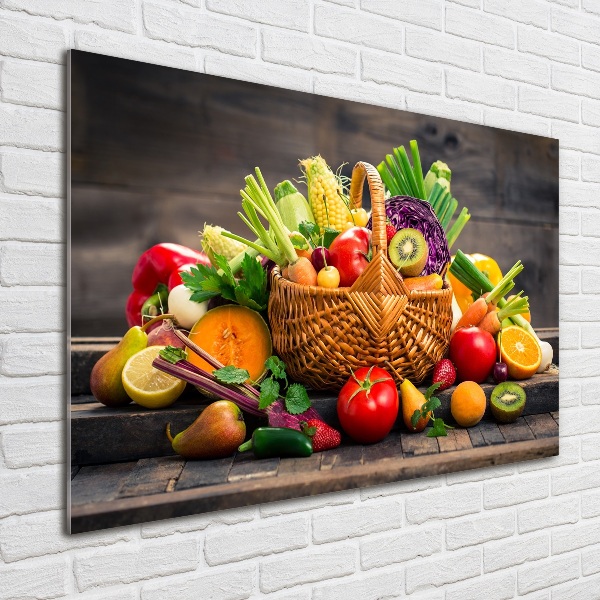 Quadro in vetro acrilico Cesto di frutta e verdura