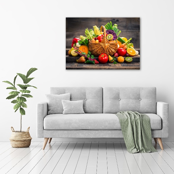 Quadro in vetro acrilico Cesto di frutta e verdura