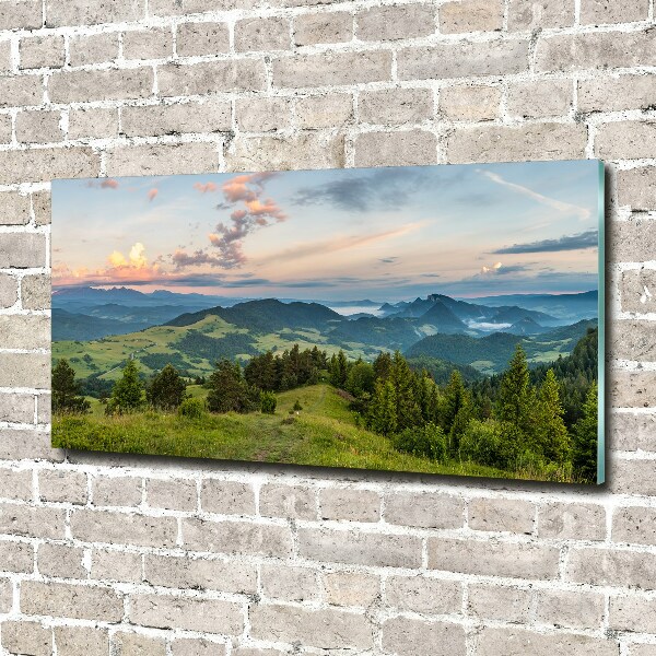Quadro in vetro acrilico Panorama dei Monti Pieniny