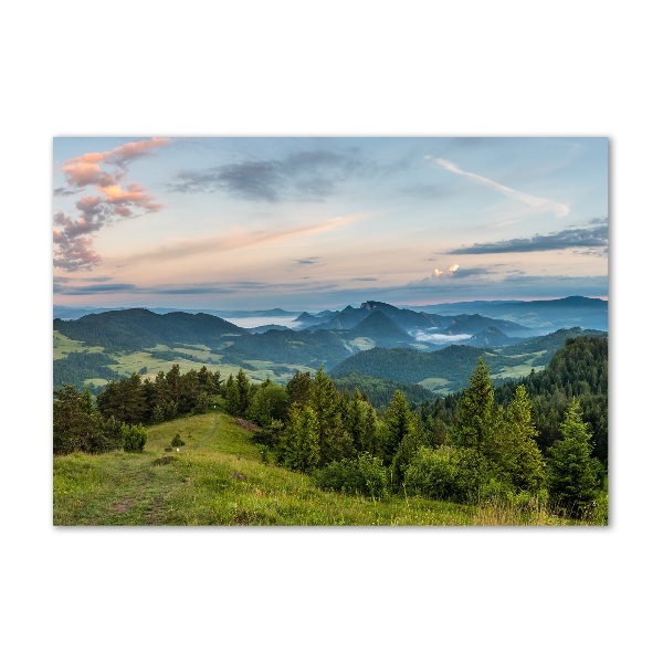 Quadro in vetro acrilico Panorama dei Monti Pieniny
