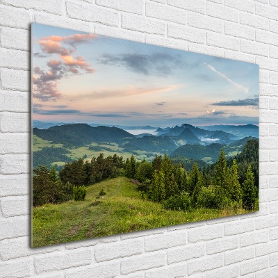 Quadro in vetro acrilico Panorama dei Monti Pieniny