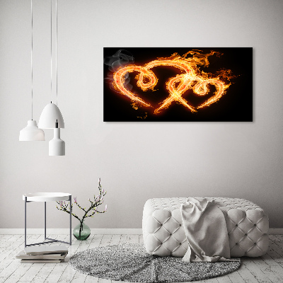 Quadro vetro acrilico Cuori di fuoco
