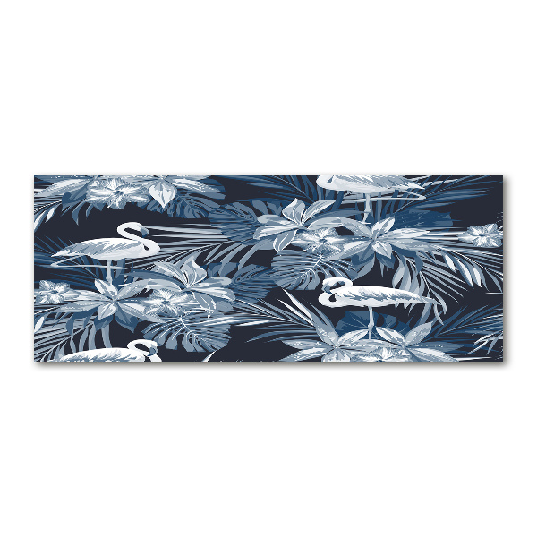 Quadro in vetro acrilico Fenicotteri e piante