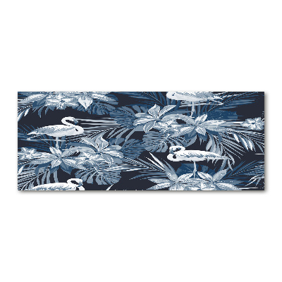 Quadro in vetro acrilico Fenicotteri e piante