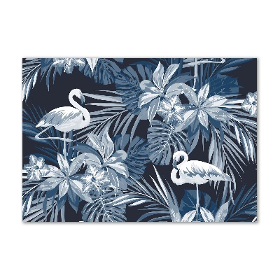 Quadro in vetro acrilico Fenicotteri e piante