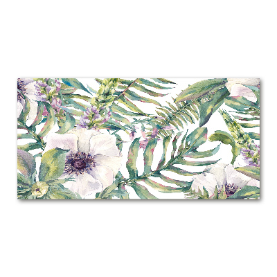 Quadro vetro acrilico Felci e fiori