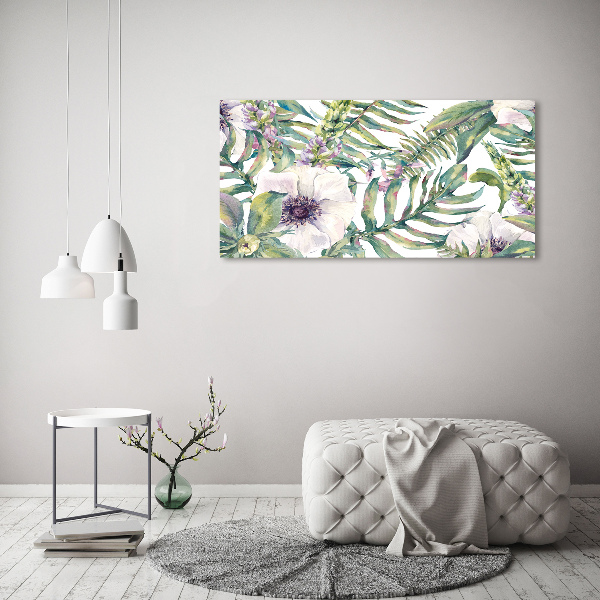 Quadro vetro acrilico Felci e fiori