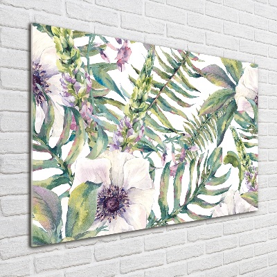 Quadro vetro acrilico Felci e fiori