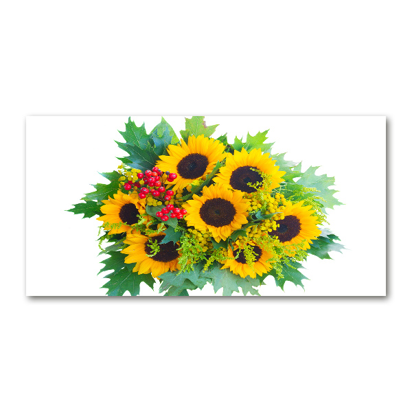 Quadro in vetro acrilico Un mazzo di girasoli