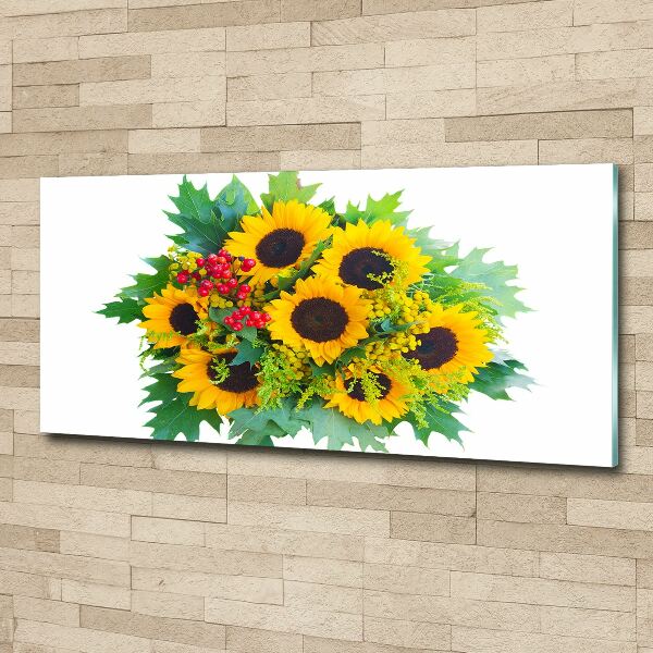 Quadro in vetro acrilico Un mazzo di girasoli