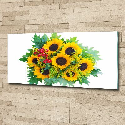 Quadro in vetro acrilico Un mazzo di girasoli