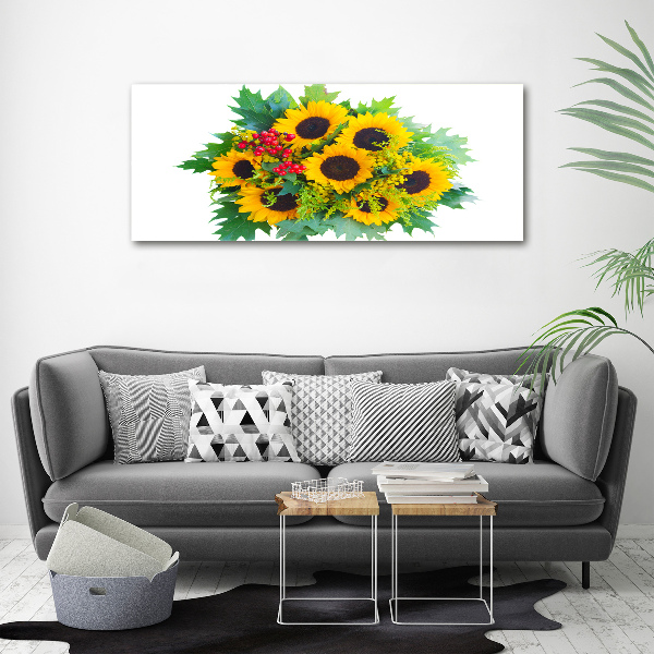 Quadro in vetro acrilico Un mazzo di girasoli