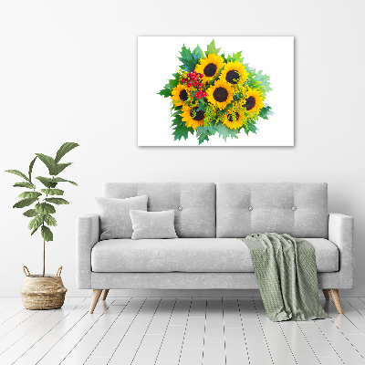 Quadro in vetro acrilico Un mazzo di girasoli