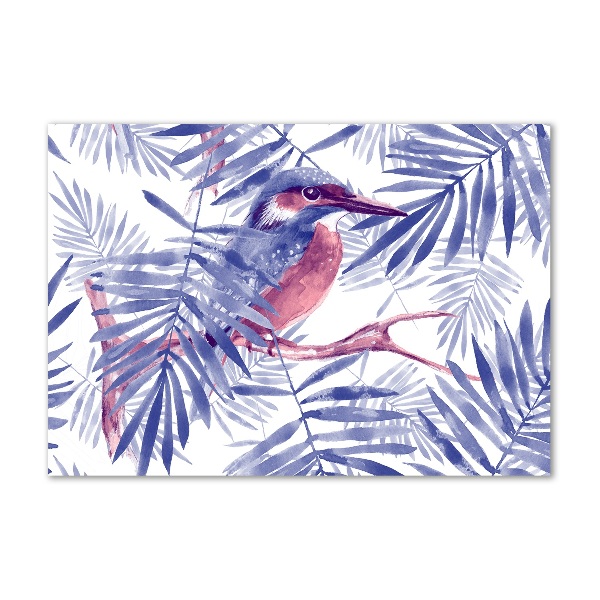 Quadro su vetro acrilico Piante e uccelli