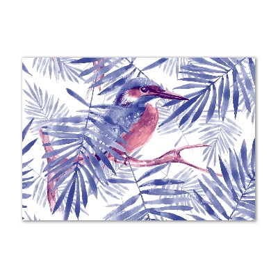 Quadro su vetro acrilico Piante e uccelli