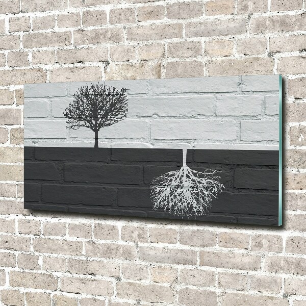 Quadro su vetro acrilico Alberi sul muro