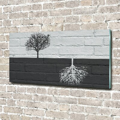 Quadro su vetro acrilico Alberi sul muro