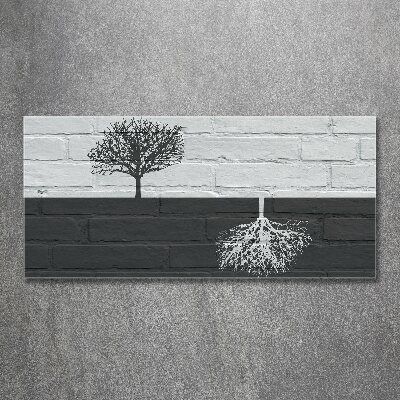 Quadro su vetro acrilico Alberi sul muro